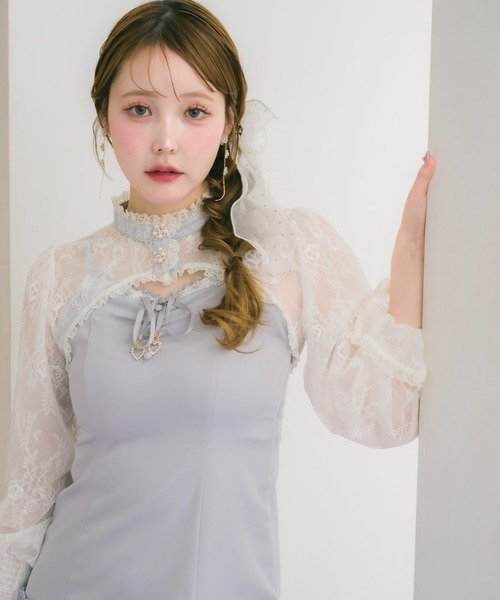 couture BY ROJITA（クチュールバイロジータ）の「レースボレロ×キャミワンピース（ワンピース・レディース・ブラック/パープル/ピンク・FREE）」の10枚目の写真