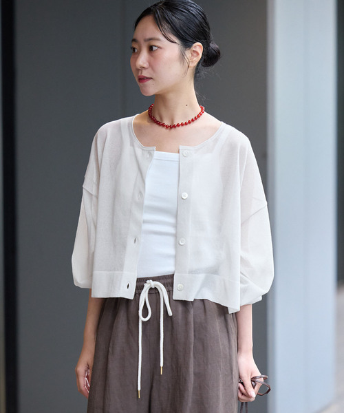 IENA(イエナ)の「《抗菌・防臭/追加3》FILMY COTTONカーディガン(カーディガン/ボレロ・レディース・ラベンダー/グレー/ライトグレー・FREE)」の19枚目の写真