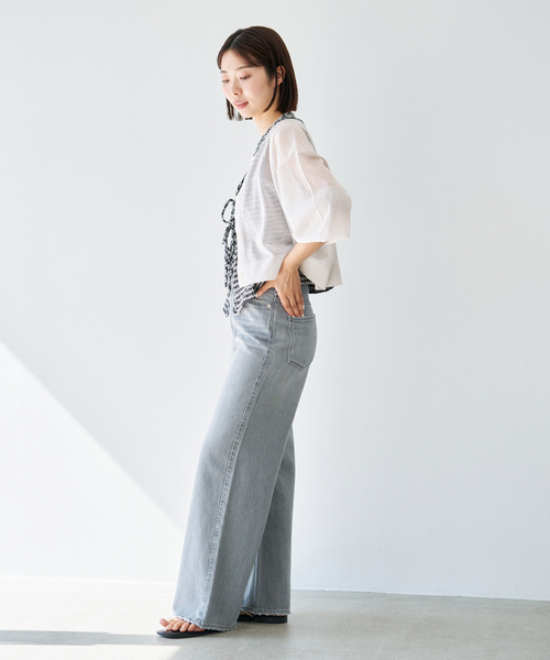IENA FILMY COTTONカーディガン グレー　シアーカーディガン　白 抗菌・防臭/追加3》FILMY COTTONカーディガン（カーディガン/ボレロ