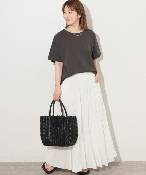 JOURNAL STANDARD relume(ジャーナルスタンダード レリューム)の「オーガニックコットン汗染み防止2WAY TEE(Tシャツ/カットソー・レディース・グレー/ブラック系その他/ホワイト/ライトグレー・FREE)」の12枚目の写真