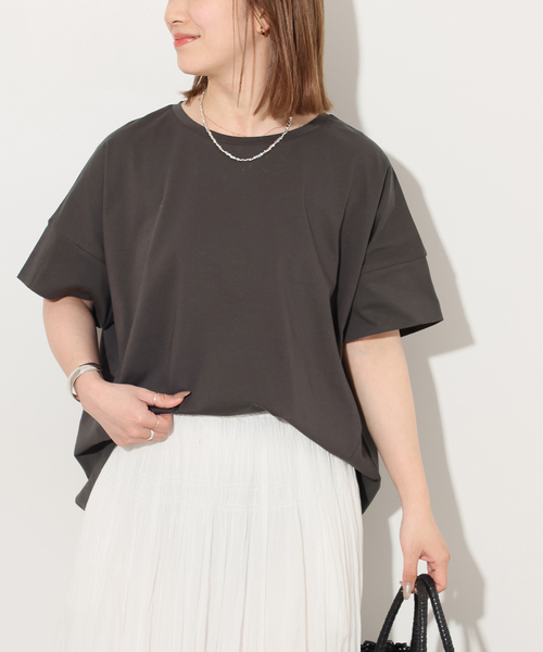 JOURNAL STANDARD relume(ジャーナルスタンダード レリューム)の「オーガニックコットン汗染み防止2WAY TEE(Tシャツ/カットソー・レディース・グレー/ブラック系その他/ホワイト/ライトグレー・FREE)」の15枚目の写真
