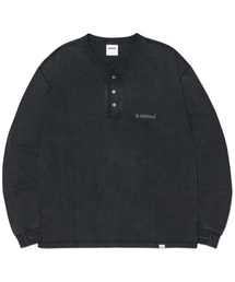 NOMANUAL（NOMANUAL）の「DAMAGED HENLEY NECK SHIRT - WASHED BLACK（Tシャツ/カットソー）」