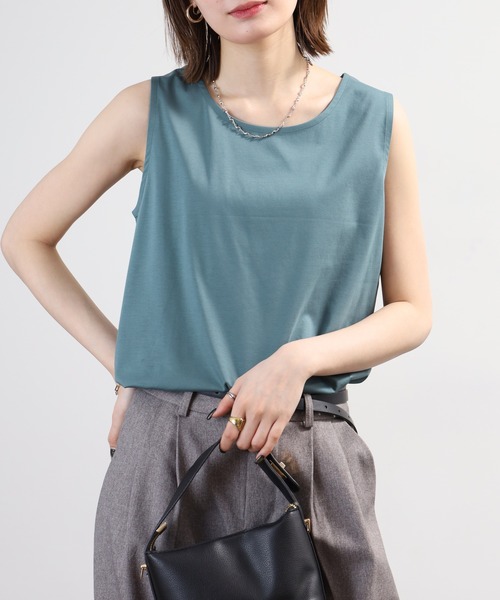 BRODIAEA(ブローディア)の「BRODIAEA プレミアムコットンタンクトップ(タンクトップ・レディース・ブラック/オフホワイト/ピンク/ベージュ/グリーン/ネイビー/マスタード・40)」の16枚目の写真
