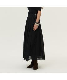 Crinkled Tencel Wrap Skirt, Black