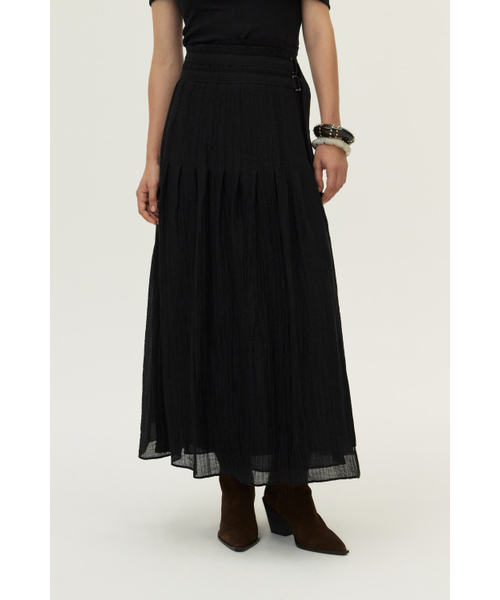 KUME(クメ)の「Crinkled Tencel Wrap Skirt, Black(スカート・レディース・その他・LARGE/MEDIUM/SMALL)」の5枚目の写真