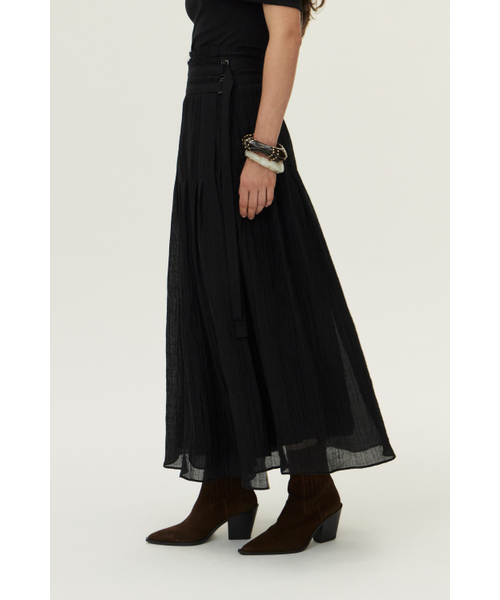 KUME(クメ)の「Crinkled Tencel Wrap Skirt, Black(スカート・レディース・その他・LARGE/MEDIUM/SMALL)」の4枚目の写真