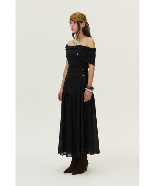 KUME(クメ)の「Crinkled Tencel Wrap Skirt, Black(スカート・レディース・その他・LARGE/MEDIUM/SMALL)」の2枚目の写真