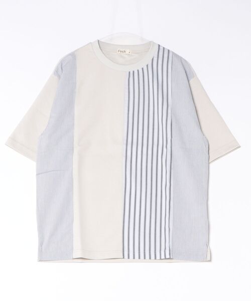 NILWAY(ニルウェイ)の「スムース 前身頃 異素材切替クルーTシャツ(Tシャツ/カットソー・メンズ・オフホワイト/ブラック/ベージュ・MEDIUM/LARGE/X-LARGE)」の22枚目の写真