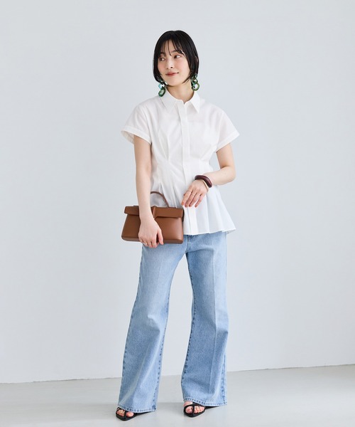 VIS（ビス）の「ウエストタックペプラム半袖シャツブラウス（シャツ/ブラウス・レディース・ネイビー/ホワイト/イエロー系その他・FREE）」の21枚目の写真