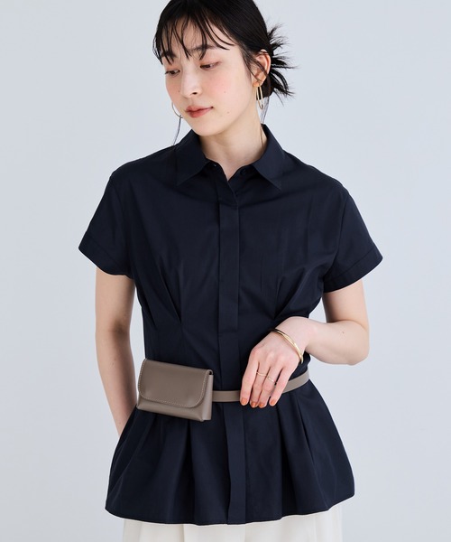 VIS（ビス）の「ウエストタックペプラム半袖シャツブラウス（シャツ/ブラウス・レディース・ネイビー/ホワイト/イエロー系その他・FREE）」の22枚目の写真
