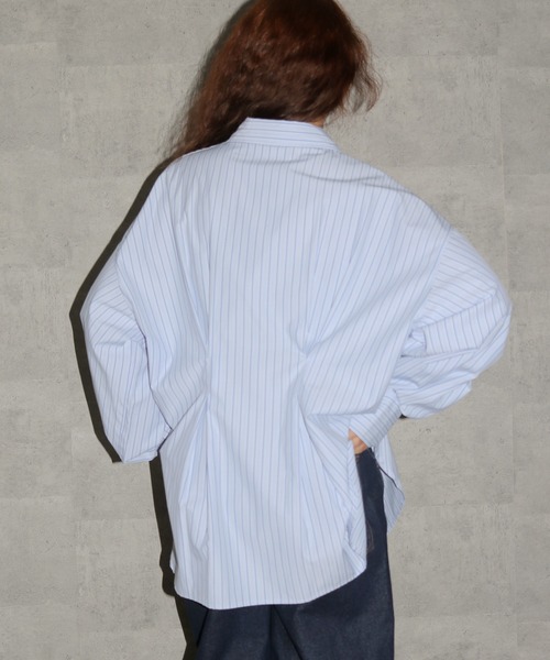 cheriella（シェリエラ）の「【cheriella】ウエストタックストライプシャツ　WAIST TUCK STRIPE SHIRT（シャツ/ブラウス・レディース・ピンク/ブルー・FREE）」の7枚目の写真