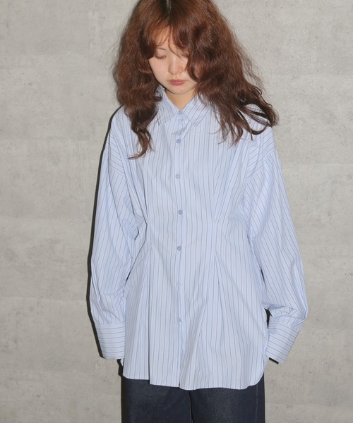 cheriella（シェリエラ）の「【cheriella】ウエストタックストライプシャツ　WAIST TUCK STRIPE SHIRT（シャツ/ブラウス・レディース・ピンク/ブルー・FREE）」の12枚目の写真