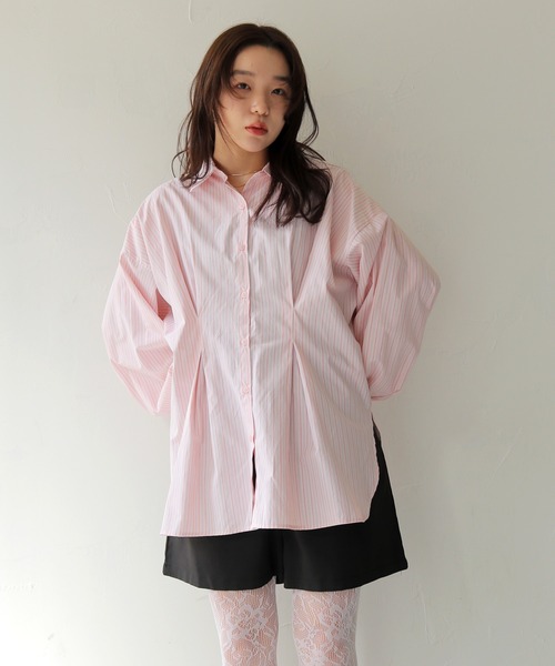 cheriella（シェリエラ）の「【cheriella】ウエストタックストライプシャツ　WAIST TUCK STRIPE SHIRT（シャツ/ブラウス・レディース・ピンク/ブルー・FREE）」の18枚目の写真