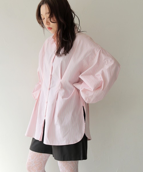 cheriella（シェリエラ）の「【cheriella】ウエストタックストライプシャツ　WAIST TUCK STRIPE SHIRT（シャツ/ブラウス・レディース・ピンク/ブルー・FREE）」の19枚目の写真