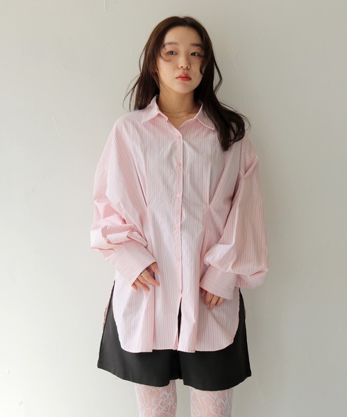 cheriella（シェリエラ）の「【cheriella】ウエストタックストライプシャツ　WAIST TUCK STRIPE SHIRT（シャツ/ブラウス・レディース・ピンク/ブルー・FREE）」の21枚目の写真