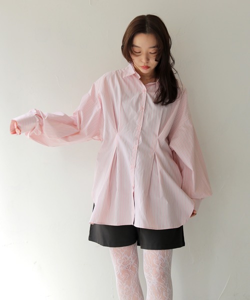 cheriella（シェリエラ）の「【cheriella】ウエストタックストライプシャツ　WAIST TUCK STRIPE SHIRT（シャツ/ブラウス・レディース・ピンク/ブルー・FREE）」の22枚目の写真