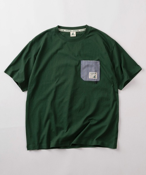 CAPTAIN STAG(キャプテンスタッグ)の「【76】【CAPTAIN STAG/キャプテンスタッグ】ピスネーム付 布帛ポケット クルーネック Tシャツ/ユニセックス/レディース/メンズ(Tシャツ/カットソー・メンズ・ブラック/グリーン/ホワイト/ブルー・M/L)」の3枚目の写真