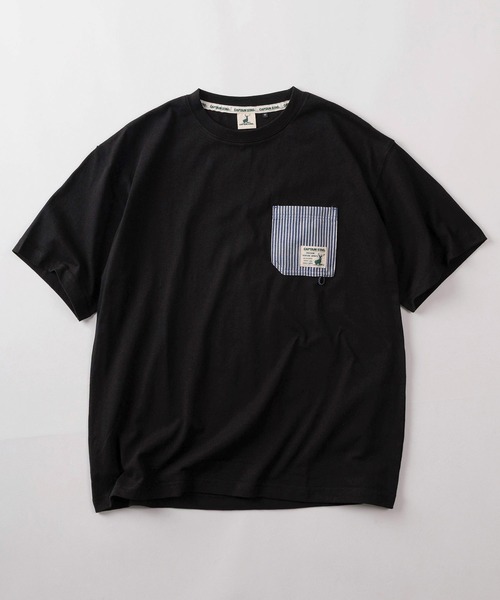 CAPTAIN STAG(キャプテンスタッグ)の「【76】【CAPTAIN STAG/キャプテンスタッグ】ピスネーム付 布帛ポケット クルーネック Tシャツ/ユニセックス/レディース/メンズ(Tシャツ/カットソー・メンズ・ブラック/グリーン/ホワイト/ブルー・M/L)」の2枚目の写真