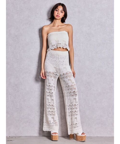 GYDA(ジェイダ)の「GGクロシェニットパンツ【セットアップ着用可能】(その他パンツ・レディース・ブラック/ブラウン/オフホワイト・FREE)」の7枚目の写真