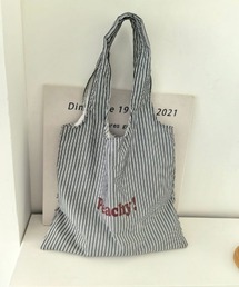 6色展開 ストライプ柄 ロゴプリント トートバッグ