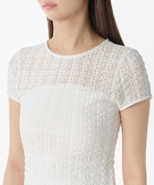 MUSINSA STANDARD WOMAN（ムシンサスタンダードウーマン）の「ウィメンズフローラルレーススリムTシャツ[ホワイト]（Tシャツ/カットソー・レディース・その他・X-SMALL/SMALL/MEDIUM/LARGE）」の3枚目の写真