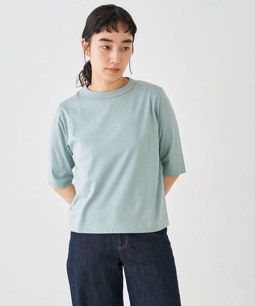 collex（コレックス）の「ベーシックコットンTシャツ 2（Tシャツ/カットソー・レディース・セージグリーン/アイボリー・フリー）」の2枚目の写真