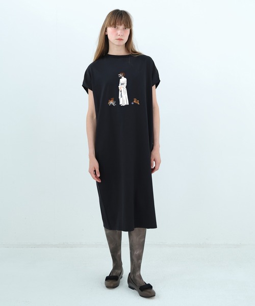 BEDSIDEDRAMA(ベットサイドドラマ)の「DOG SAVE THE QUEEN Dress Tee(ワンピース・レディース・ピンク/ホワイト/ブラック・2)」の3枚目の写真