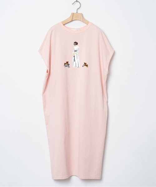 BEDSIDEDRAMA(ベットサイドドラマ)の「DOG SAVE THE QUEEN Dress Tee(ワンピース・レディース・ピンク/ホワイト/ブラック・2)」の10枚目の写真