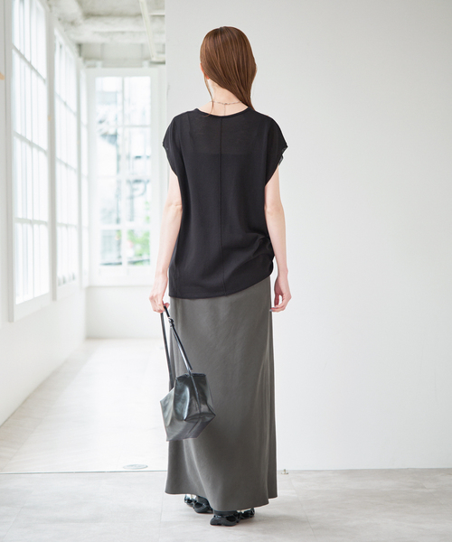 U by SPICK&SPAN（ユーバイスピックアンドスパン）の「フィブリルロングスカート（スカート・レディース・ホワイト/チャコールグレー/カーキ・FREE）」の5枚目の写真