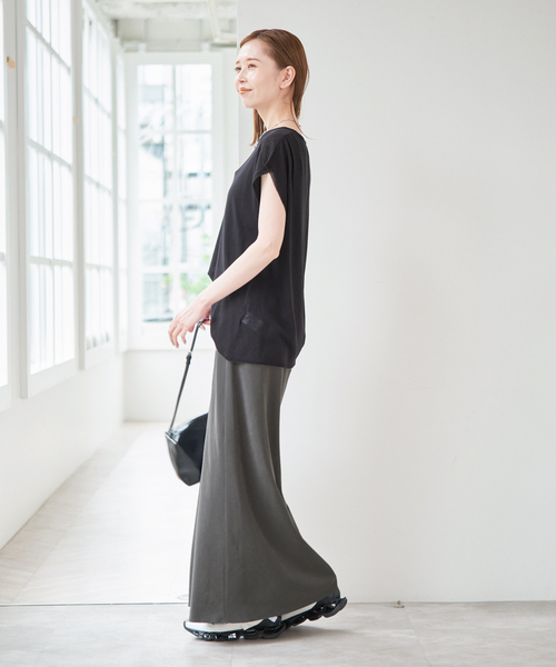 U by SPICK&SPAN（ユーバイスピックアンドスパン）の「フィブリルロングスカート（スカート・レディース・ホワイト/チャコールグレー/カーキ・FREE）」の6枚目の写真