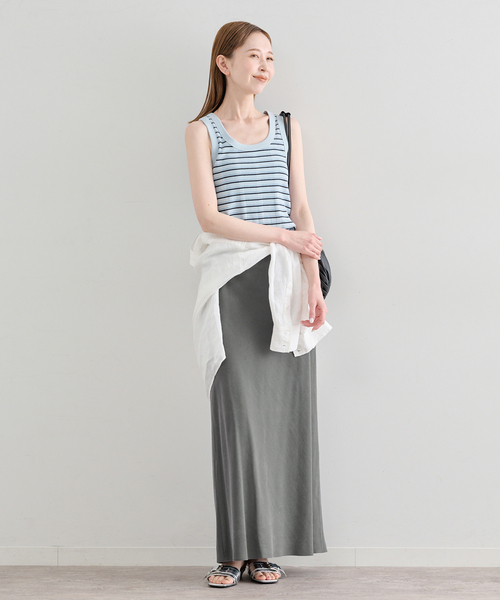 U by SPICK&SPAN（ユーバイスピックアンドスパン）の「フィブリルロングスカート（スカート・レディース・ホワイト/チャコールグレー/カーキ・FREE）」の18枚目の写真