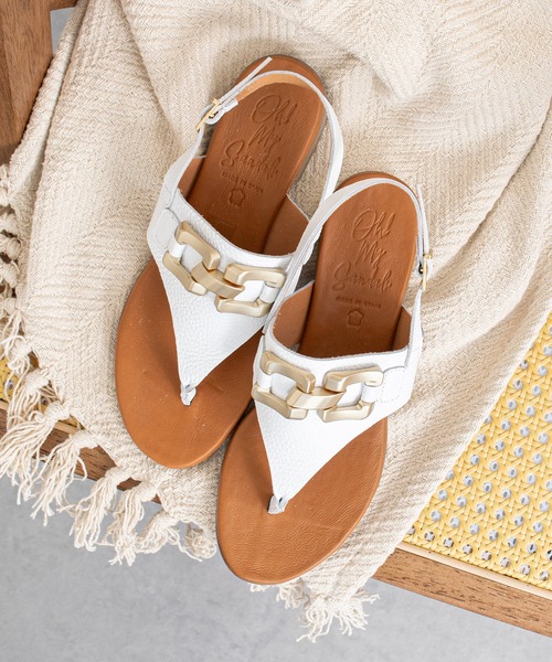 inter-chaussures(インターショシュール)の「【Oh my Sandals】ラウンドトウオーナメントトングサンダル(E62209)(サンダル・レディース・ブラック/ホワイト/ブラウン・35/37/38/36/39)」の2枚目の写真