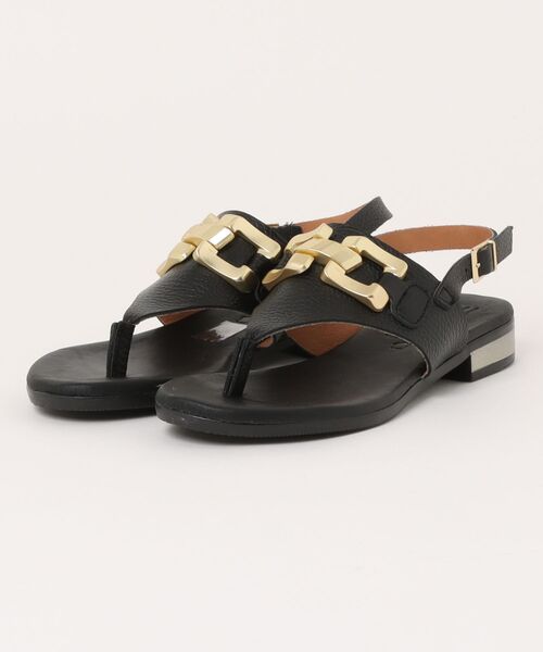 inter-chaussures(インターショシュール)の「【Oh my Sandals】ラウンドトウオーナメントトングサンダル(E62209)(サンダル・レディース・ブラック/ホワイト/ブラウン・35/37/38/36/39)」の1枚目の写真