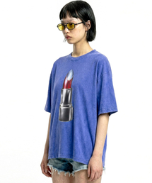 DTFリップスティックピグメント半袖Tシャツブルー