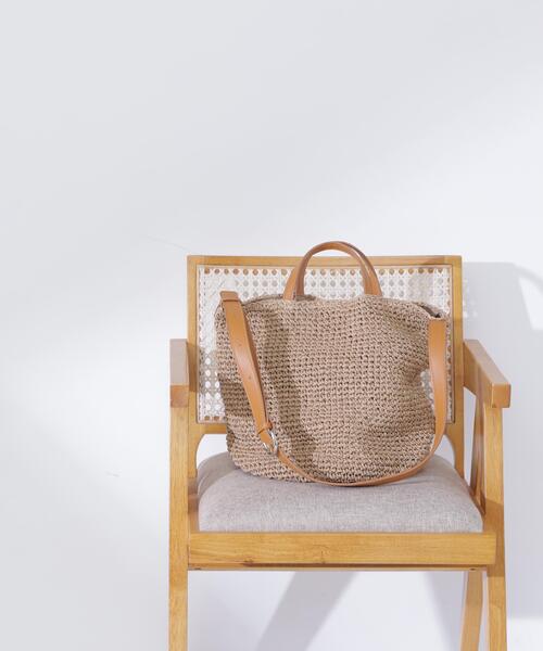 NATURAL BEAUTY BASIC(ナチュラルビューティーベーシック)の「ペーパーバケット2WAYクロシェトート(トートバッグ・レディース・キャメル・フリ-)」の1枚目の写真