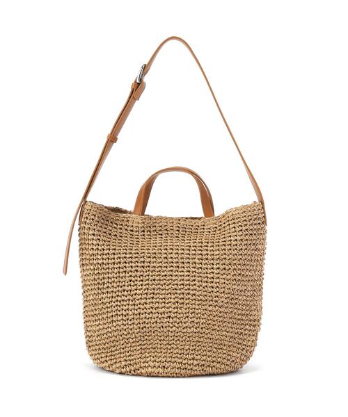 NATURAL BEAUTY BASIC(ナチュラルビューティーベーシック)の「ペーパーバケット2WAYクロシェトート(トートバッグ・レディース・キャメル・フリ-)」の2枚目の写真