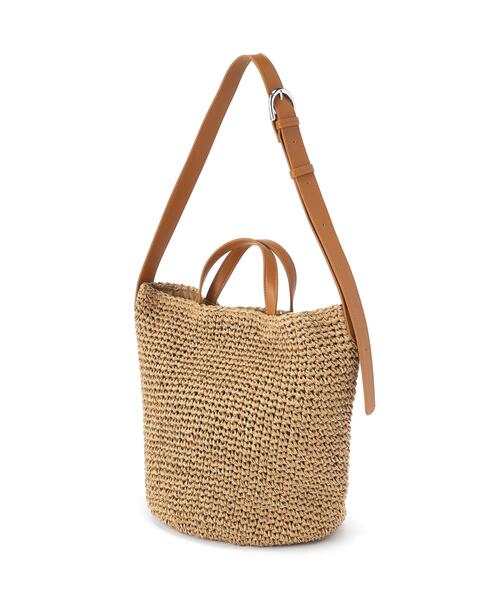 NATURAL BEAUTY BASIC(ナチュラルビューティーベーシック)の「ペーパーバケット2WAYクロシェトート(トートバッグ・レディース・キャメル・フリ-)」の3枚目の写真