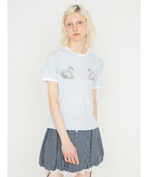 SORIN(ソリン )の「Swan Printed T-shirt/スワンプリント Tシャツ(Tシャツ/カットソー・レディース・グレー/ホワイト/サックスブルー・38)」の5枚目の写真