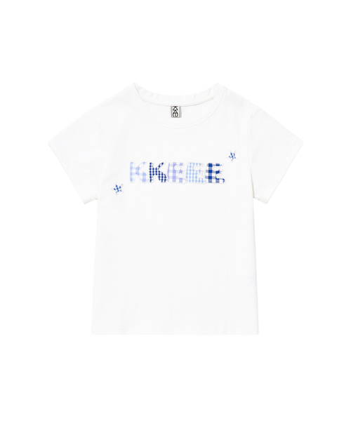 KKEEE(ケーケーイーイー)の「マイネームチェックパッチ半袖Tシャツ(3カラー)(Tシャツ/カットソー・レディース・ネイビー/ホワイト/アイボリー・FREE)」の1枚目の写真