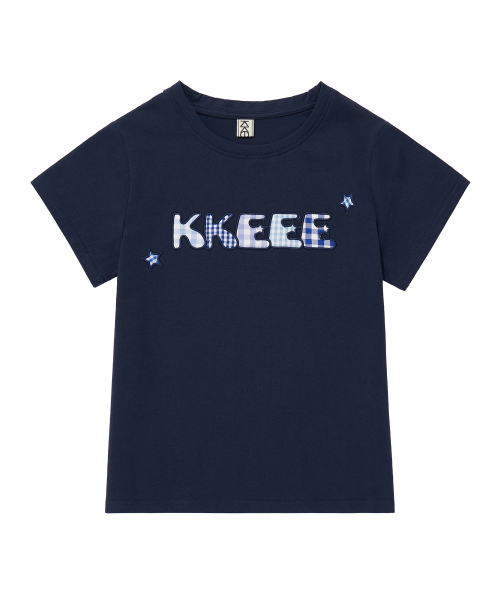 KKEEE(ケーケーイーイー)の「マイネームチェックパッチ半袖Tシャツ(3カラー)(Tシャツ/カットソー・レディース・ネイビー/ホワイト/アイボリー・FREE)」の4枚目の写真