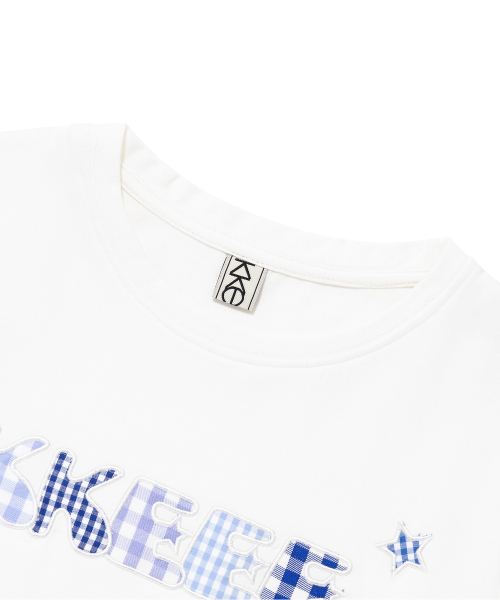 KKEEE(ケーケーイーイー)の「マイネームチェックパッチ半袖Tシャツ(3カラー)(Tシャツ/カットソー・レディース・ネイビー/ホワイト/アイボリー・FREE)」の6枚目の写真
