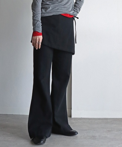 COURO(コウロ)の「ラップスカート付きフレアパンツ(その他パンツ・レディース・ブラック/ライトベージュ/ブラウン・M)」の4枚目の写真