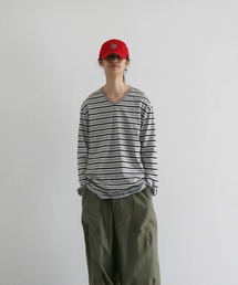 KAIKO（カイコー）の「KAIKO V neck border l/s t-shirt（Tシャツ/カットソー）」