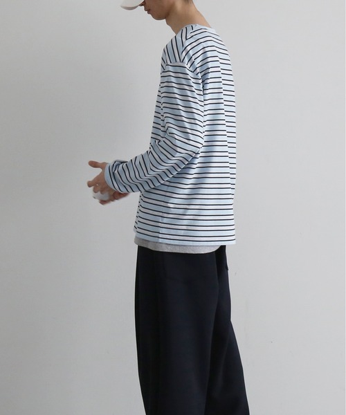 KAIKO(カイコー)の「KAIKO V neck border l/s t-shirt(Tシャツ/カットソー・メンズ・レッド/サックスブルー/トップグレー・2/1)」の11枚目の写真