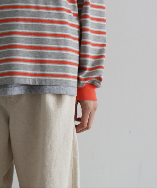 KAIKO(カイコー)の「KAIKO V neck border l/s t-shirt(Tシャツ/カットソー・メンズ・レッド/サックスブルー/トップグレー・2/1)」の15枚目の写真