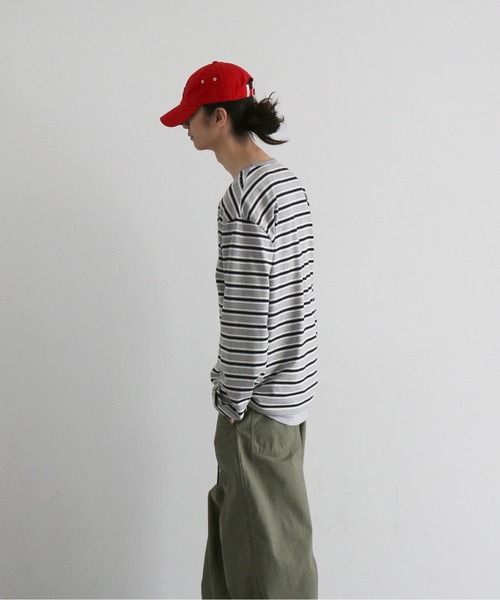 KAIKO(カイコー)の「KAIKO V neck border l/s t-shirt(Tシャツ/カットソー・メンズ・レッド/サックスブルー/トップグレー・2/1)」の5枚目の写真