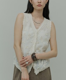 Cotton Leaf Motif Vest / コットンリーフモチーフベスト