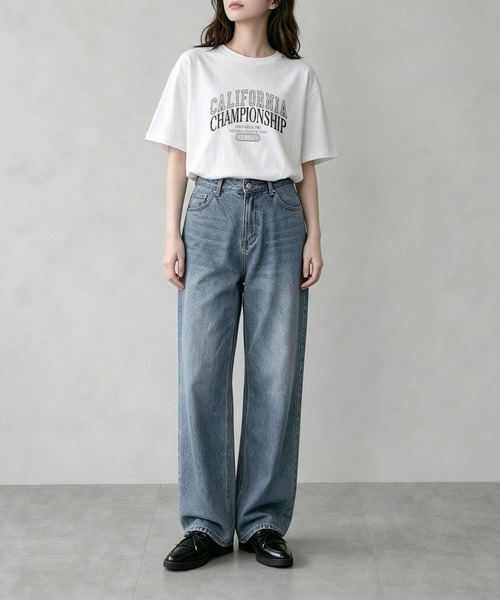 aimoha（アイモハ）の「カレッジロゴプリントTシャツ（Tシャツ/カットソー・レディース・ライトグレー/ホワイト/ダークグレー/チョコ/ブラック・FREE）」の8枚目の写真