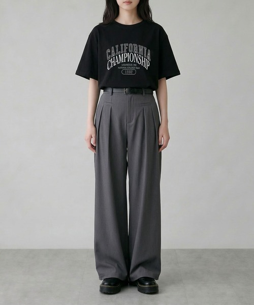 aimoha（アイモハ）の「カレッジロゴプリントTシャツ（Tシャツ/カットソー・レディース・ライトグレー/ホワイト/ダークグレー/チョコ/ブラック・FREE）」の21枚目の写真