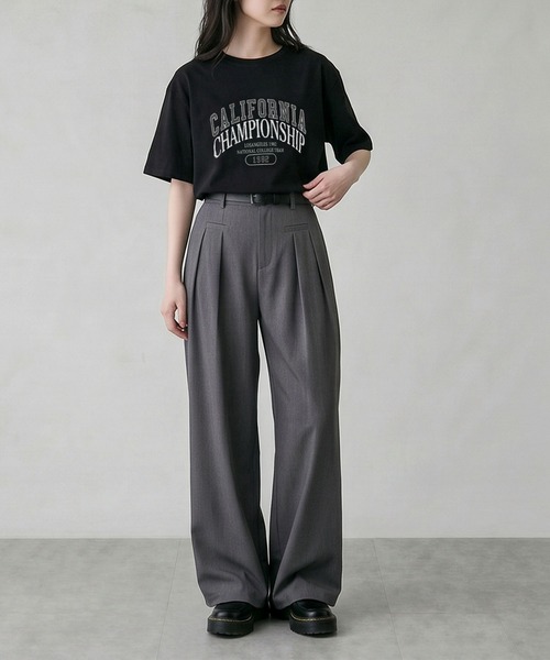 aimoha（アイモハ）の「カレッジロゴプリントTシャツ（Tシャツ/カットソー・レディース・ライトグレー/ホワイト/ダークグレー/チョコ/ブラック・FREE）」の22枚目の写真